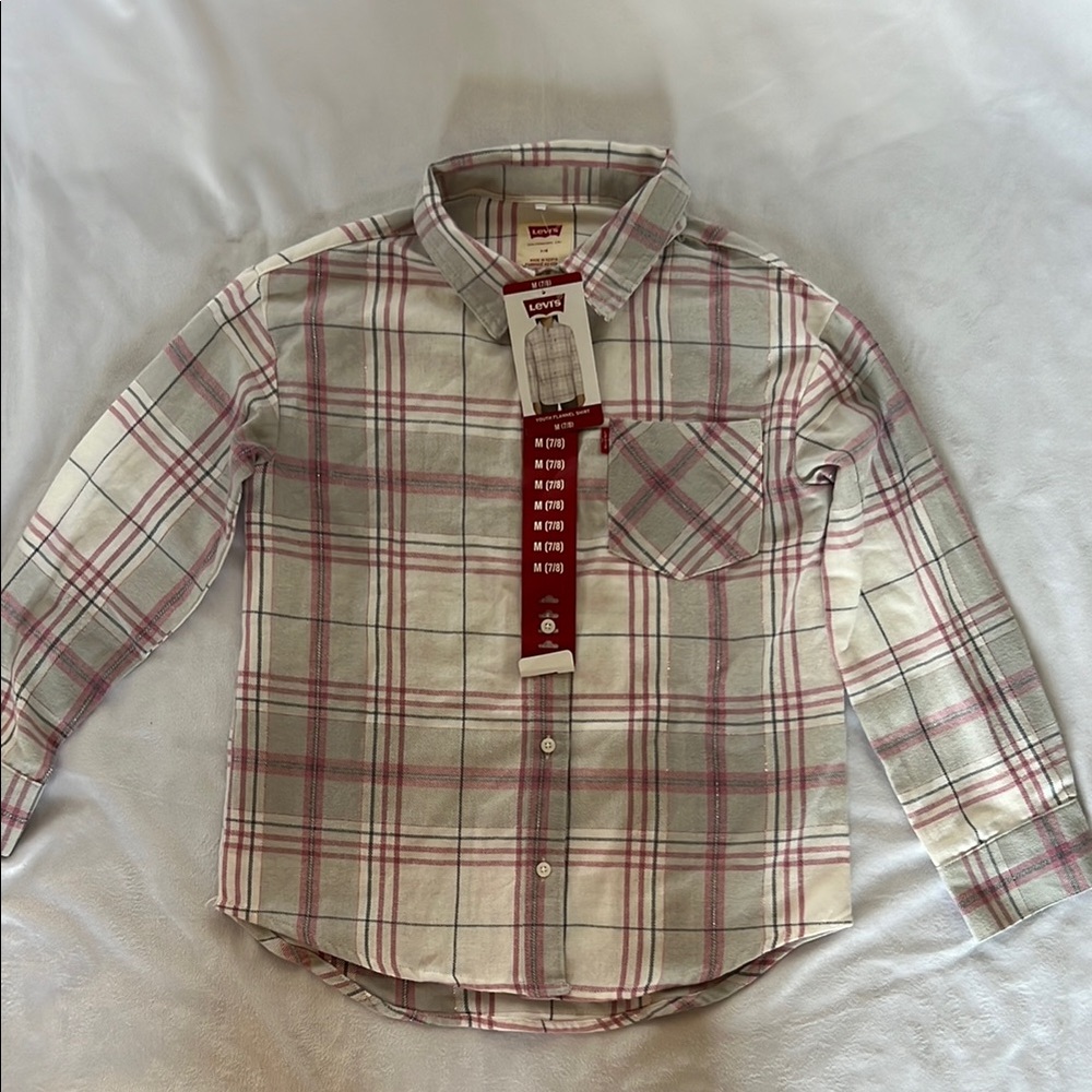 NWT Levi’s Youth flannel button up shirt size 7-8